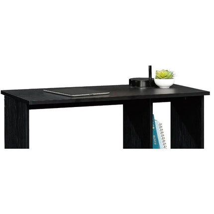 Compact Black Oak Writing Desk with Storage Shelves - Wnkrs