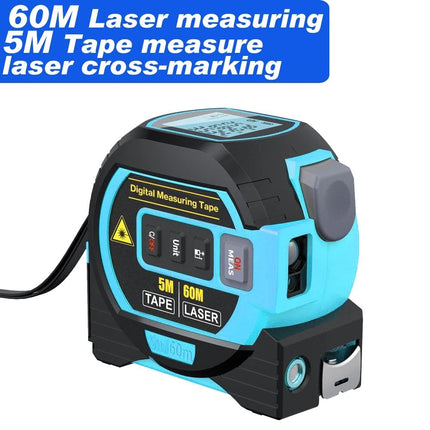 Multi-Function Laser Distance Meter with 5m Tape Measure and Cross-Marking - Wnkrs