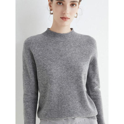 Jersey de cuello alto de lana merino de lujo para mujer