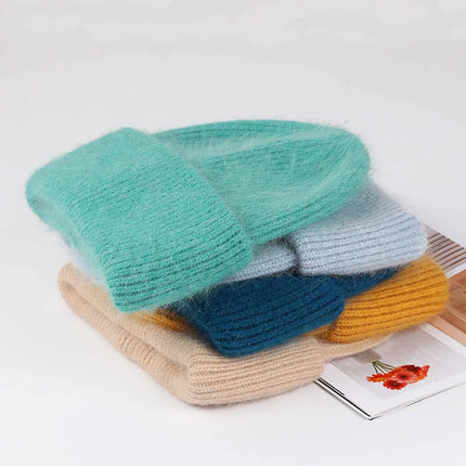 Bonnet unisexe en fourrure de lapin véritable, 9 couleurs, tricoté – Chaud et élégant pour hommes et femmes