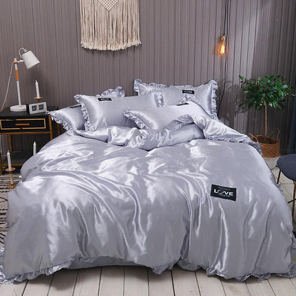 Pure Color Washed Silk Bed Sheet Ice Silk Four-piece Bed Sheet Duvet Cover - Wnkrs