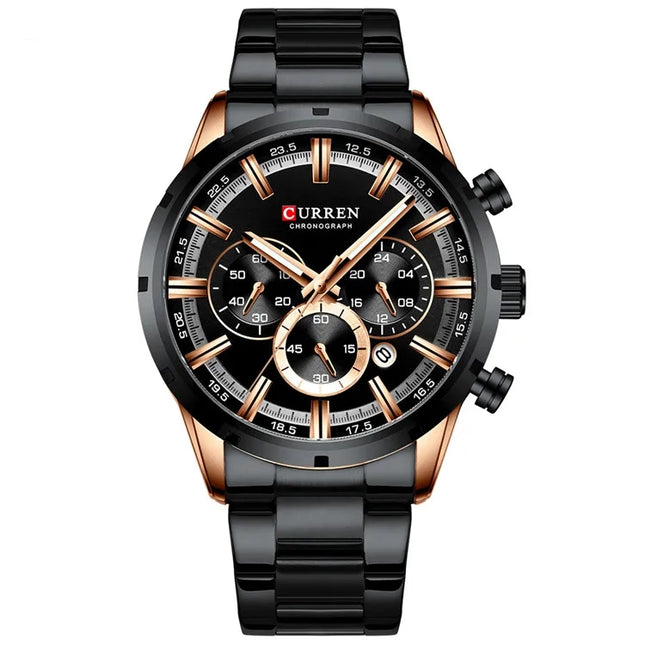 Montre pour homme en acier inoxydable avec cadran bleu