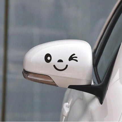 Cute Smiley Face Reflective Mirror Stickers for Cars - 2pcs - Wnkrs