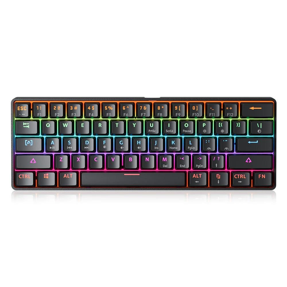 Compact 61-Key RGB USB Mechanical Keyboard with Red Switches