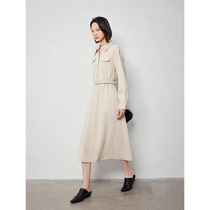 Women's Autumn Brushed Long Sleeve Shirt Dress