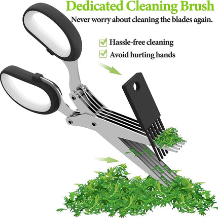 Herb Scissors Set With 5 Blades And Cover - Multipurpose Kitchen Chopping Shear - Wnkrs