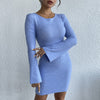 Blue Long Woolen Skirt