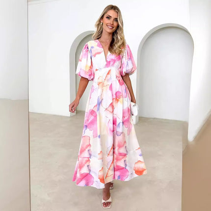 Vestido de verano con estampado nuevo y temperamento para mujer