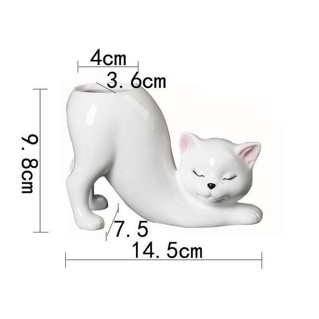 Vase en porcelaine avec queue de chat de dessin animé mignon