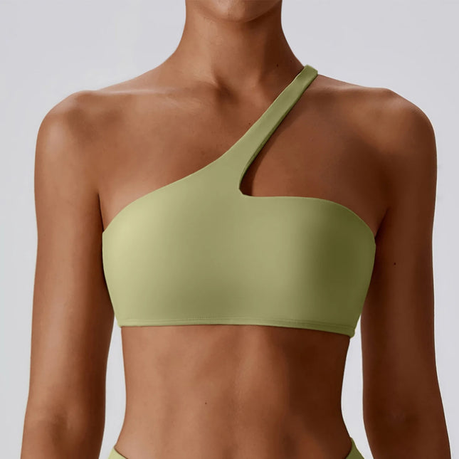 Soutien-gorge de sport à une épaule pour femme | Haut de yoga et de fitness push-up respirant