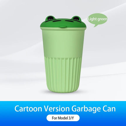 Compact Silicone Car Trash Bin for Tesla Model 3/Y/S/X - Cartoon Design - Wnkrs