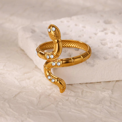 Anillos de serpiente de acero inoxidable dorado para mujer: joyería estética vintage con animales