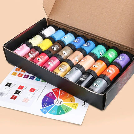 Juego de pintura acrílica de 24 colores de 25 ml para tela, lienzo, vidrio y papel