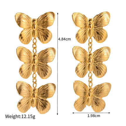 Boucles d'oreilles à tige en acier inoxydable avec papillon exquis