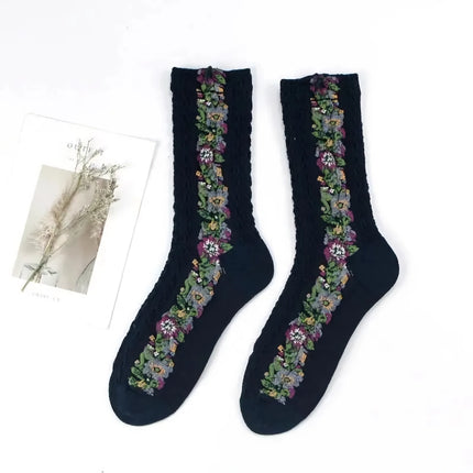 Calcetines divertidos con flores de estilo Harajuku para mujer