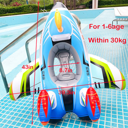 Flotador inflable para natación con forma de avión y asiento para niños