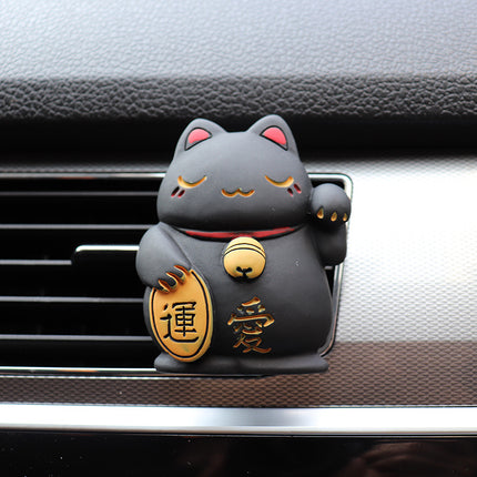 Diffuseur de parfum désodorisant pour voiture Lucky Cat en résine avec clip artistique