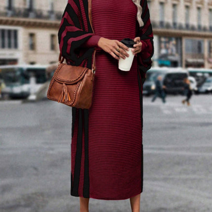 Casual Unisex Style Striped Long Knitted Dress