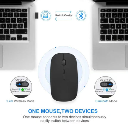 Rechargeable Wireless Mouse with Bluetooth and 2.4GHz Dual Modes