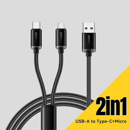 Câble de charge rapide 2 en 1 micro USB et type C Essager