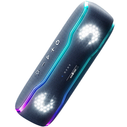 Altavoz Bluetooth para exteriores resistente al agua de 25 W con luz RGB y sonido envolvente estéreo