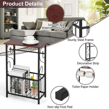 Modern Narrow Side Sofa Table with Removable Paper Holder - Wnkrs