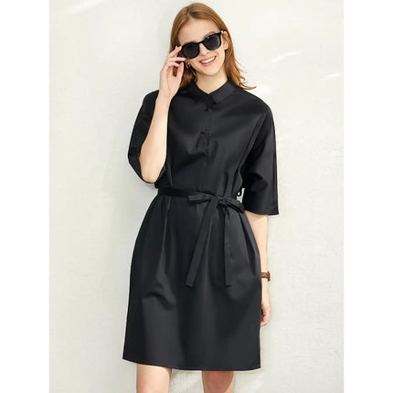 Robe chemise élégante coupe trapèze avec ceinture