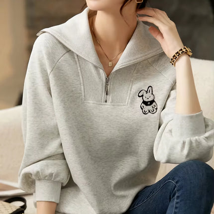 Half Zip Up Loose Sweatshirt