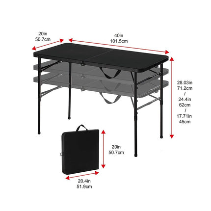 Adjustable Height 40"x20" Foldable Table - Wnkrs