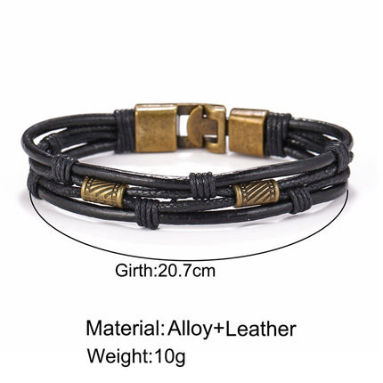 Vintage Multilayer Leather Bracelet for Men - Wnkrs