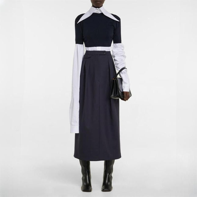 High-Waisted Vintage Pleated Midi Skirt for Women