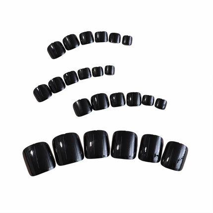 24 faux ongles noirs brillants