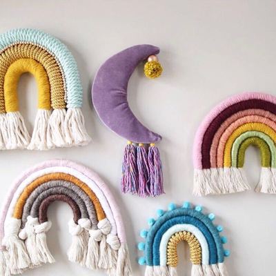 Colorful tapestry rainbow hand-woven hanging tassels - Wnkrs