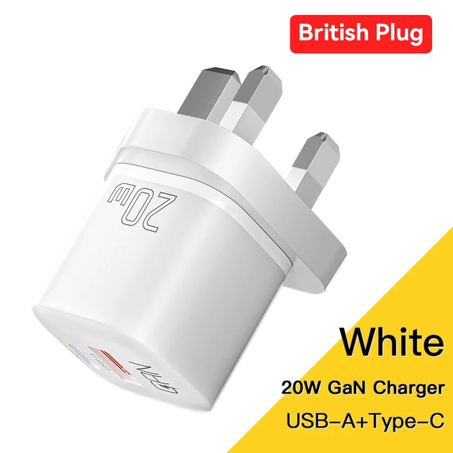 Chargeur rapide USB-C PD GaN 20 W avec double port QC 3.0