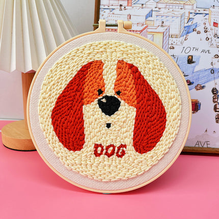 Kit de démarrage de broderie au point de poinçon avec motif de chien