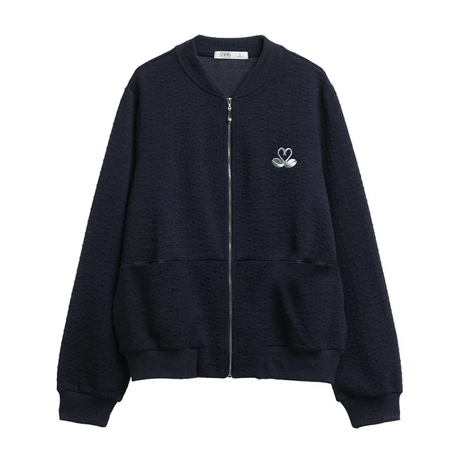 Veste d'automne brodée bleu royal