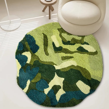 Tapis touffeté rond en mousse verte 3D pour la décoration intérieure