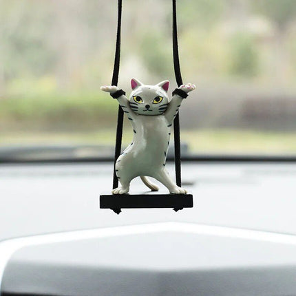 Cute Cat on Branch Car Rearview Mirror Pendant - Wnkrs