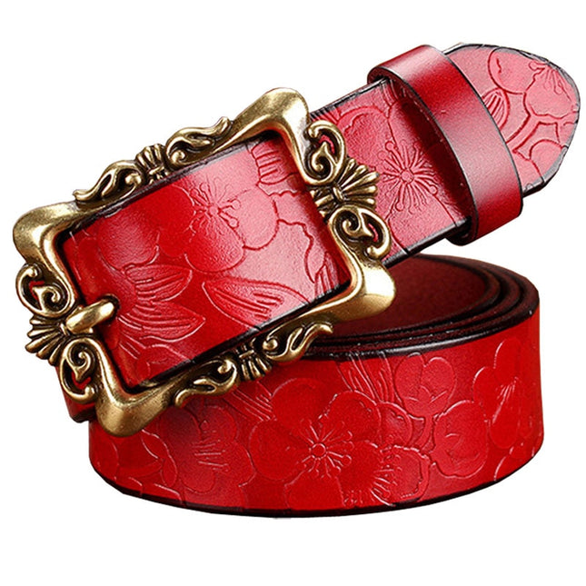 Women's Leather Belt with Metal Buckle - Wnkrs