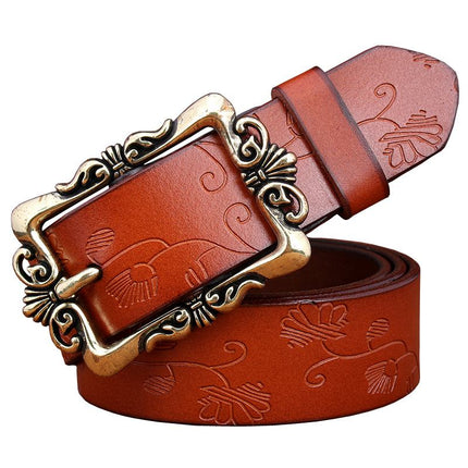 Women's Leather Belt with Metal Buckle - Wnkrs