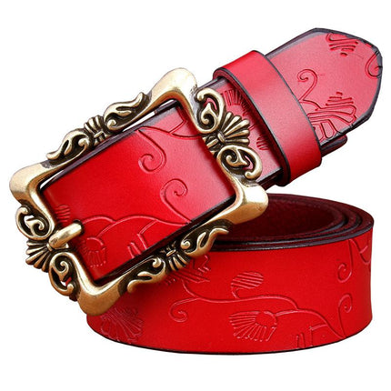 Women's Leather Belt with Metal Buckle - Wnkrs