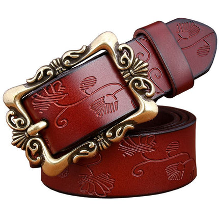 Women's Leather Belt with Metal Buckle - Wnkrs