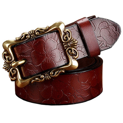 Women's Leather Belt with Metal Buckle - Wnkrs