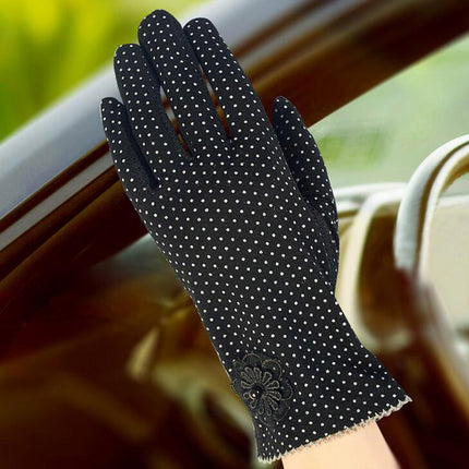 Women's Elegant Polka Dot Patterned Gloves - Wnkrs