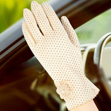 Women's Elegant Polka Dot Patterned Gloves - Wnkrs