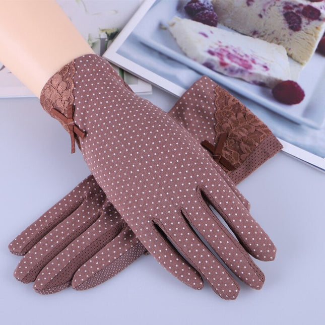 Women's Elegant Polka Dot Patterned Gloves - Wnkrs