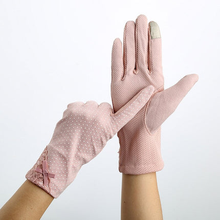 Women's Elegant Polka Dot Patterned Gloves - Wnkrs