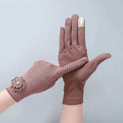 Women's Elegant Polka Dot Patterned Gloves - Wnkrs