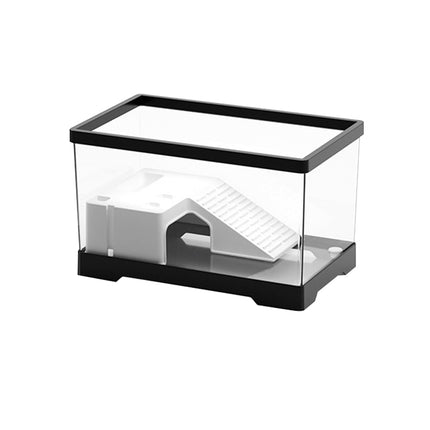 Réservoir transparent pour tortues avec drain et plate-forme pour se prélasser