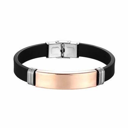 Unisex Stainless Steel Silicone Initial Bracelet